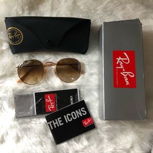 Ray Ban RB3447 Gold Light Brown Lens Sunglasses